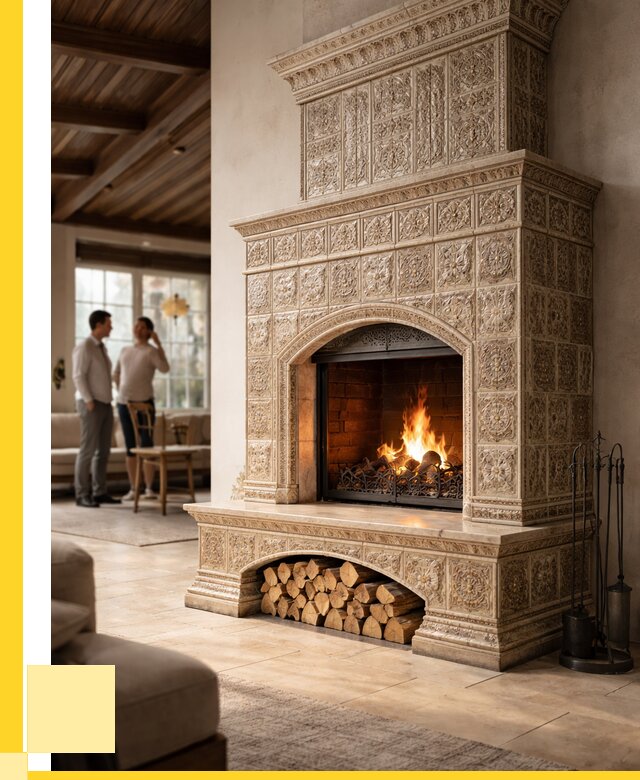 Купить изразцовый камин в Белебее от 255025 р. | ЭриданБлб