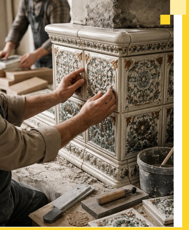 Изразцовые камины под ключ в Белебее: проект и монтаж