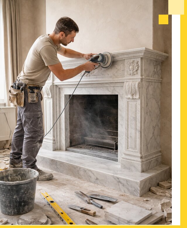 Изготовление и установка мраморных каминов в Белебее под ключ