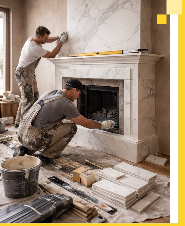 Отделка каминов в Белебее качественные облицовочные работы