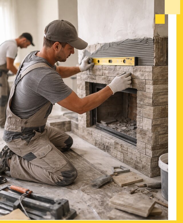 Облицовка каминов в Белебее, монтаж и отделка натуральным камнем