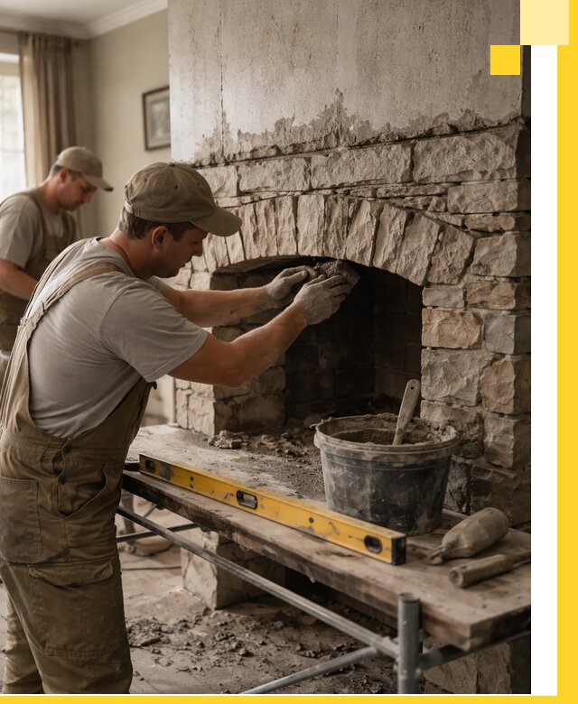 Изготовление каминов под ключ в Белебее, монтаж и отделка