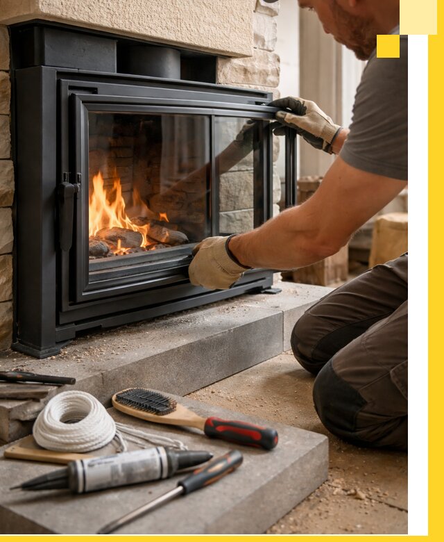 Производство, монтаж и доставка каминов со стеклом в Белебее