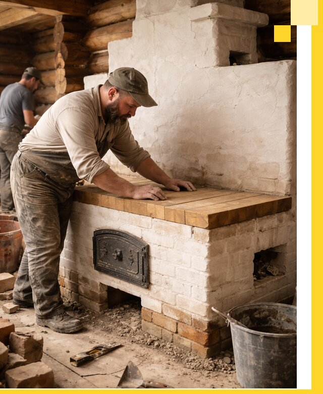 Проектирование и установка русской печи с лежанкой в Белебее