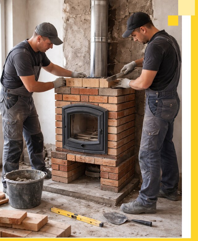 Монтаж печи камина под ключ в Белебее с гарантией и пусконаладкой