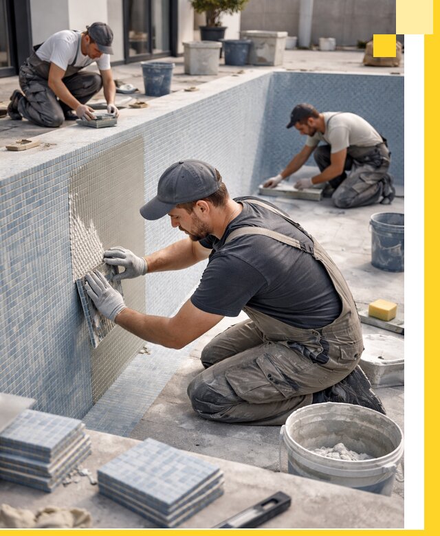 Облицовка бассейнов в Белебее плитка мозаика гидроизоляция