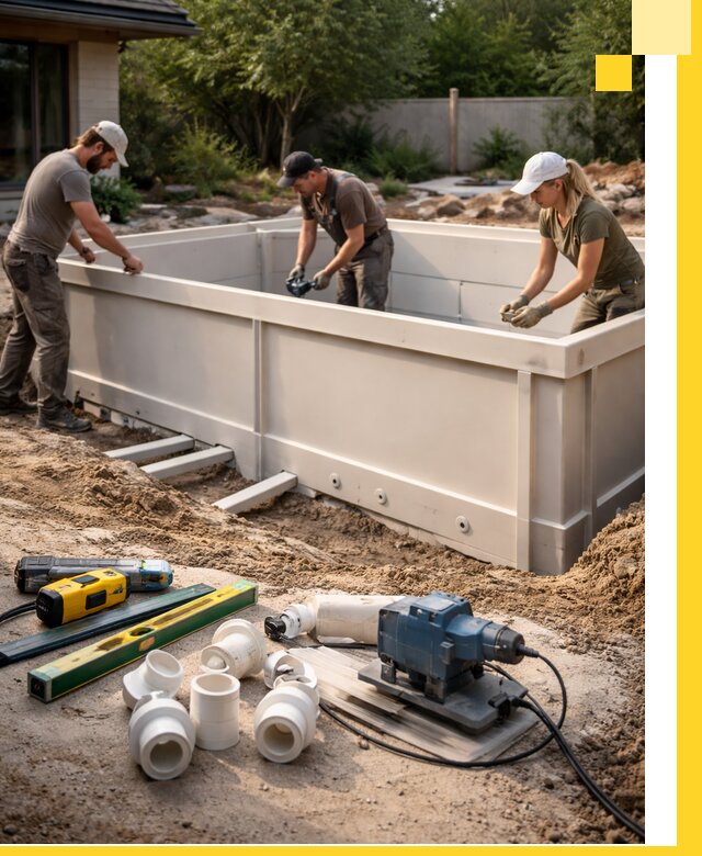 Установка полипропиленовых бассейнов под ключ в Белебее