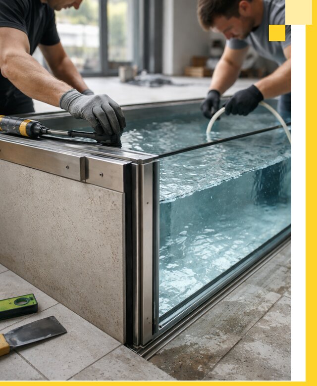 Проектирование и монтаж стеклянных бассейнов в Белебее