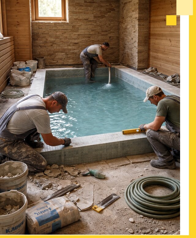 Проектирование и строительство бассейнов для бани в Белебее