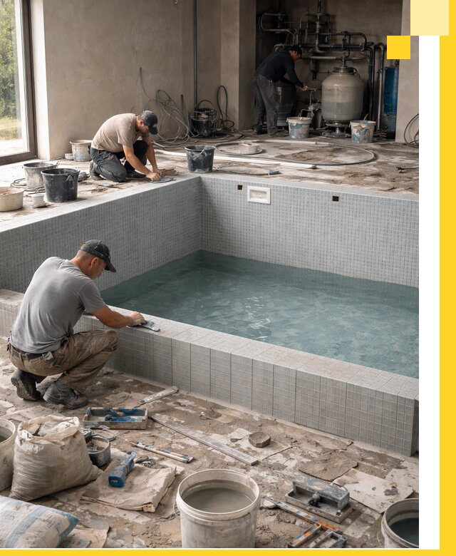 Строительство и монтаж бассейнов в помещении в Белебее