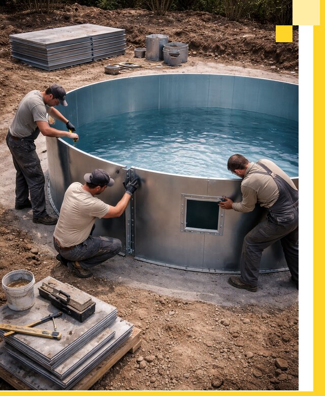 Круглые бассейны под ключ в Белебее проектирование и монтаж