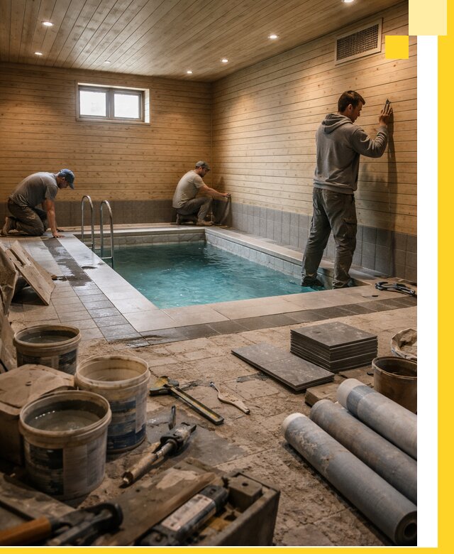 Строительство бани с бассейном и сауной под ключ в Белебее