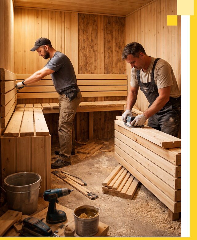 Профессиональный комплексный ремонт саун под ключ в Белебее