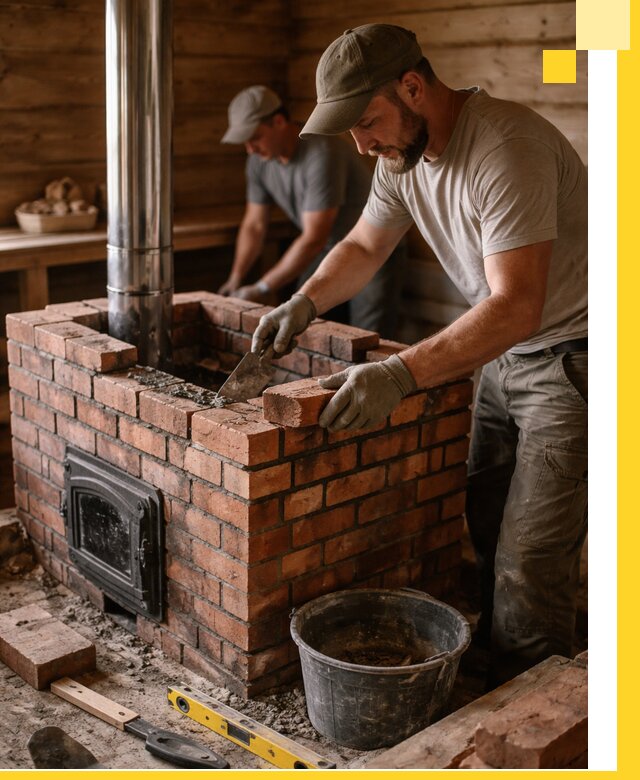 Кирпичные печи для бани под ключ в Белебее, проект и монтаж