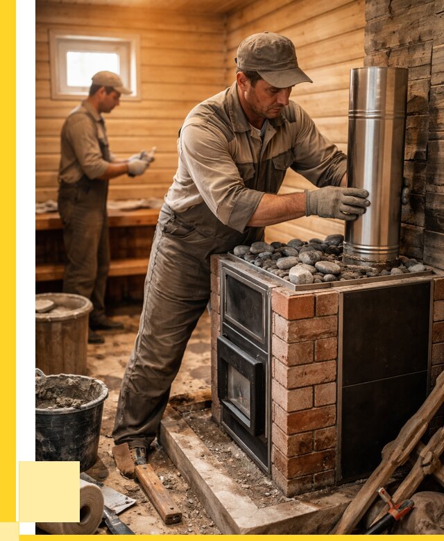 Монтаж печи в бане под ключ в Белебее от 20402 р. | ЭриданБлб