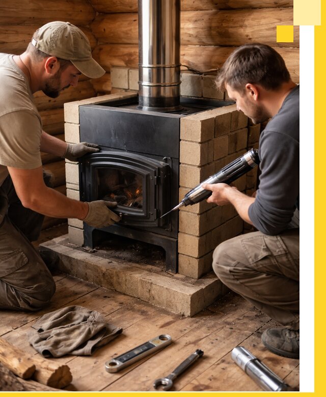 Монтаж и установка печи в бане под ключ с гарантией в Белебее