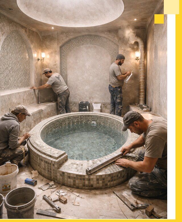 Профессиональное строительство хамама с бассейном в Белебее под ключ